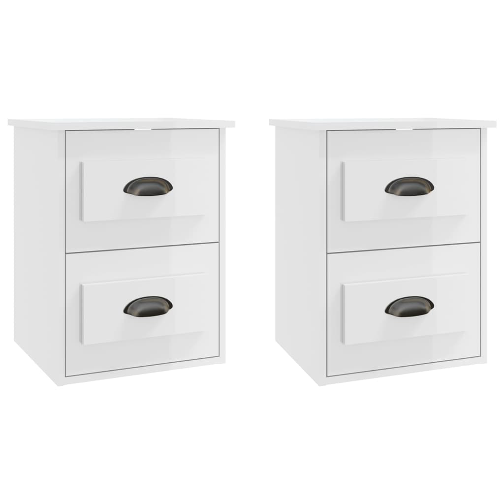 vidaXL Wall-mounted Bedside Cabinets 2 pcs High Gloss White 41.5x36x53cm 2