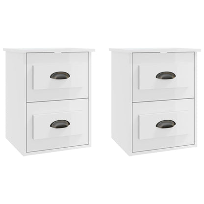 vidaXL Wall-mounted Bedside Cabinets 2 pcs High Gloss White 41.5x36x53cm 2