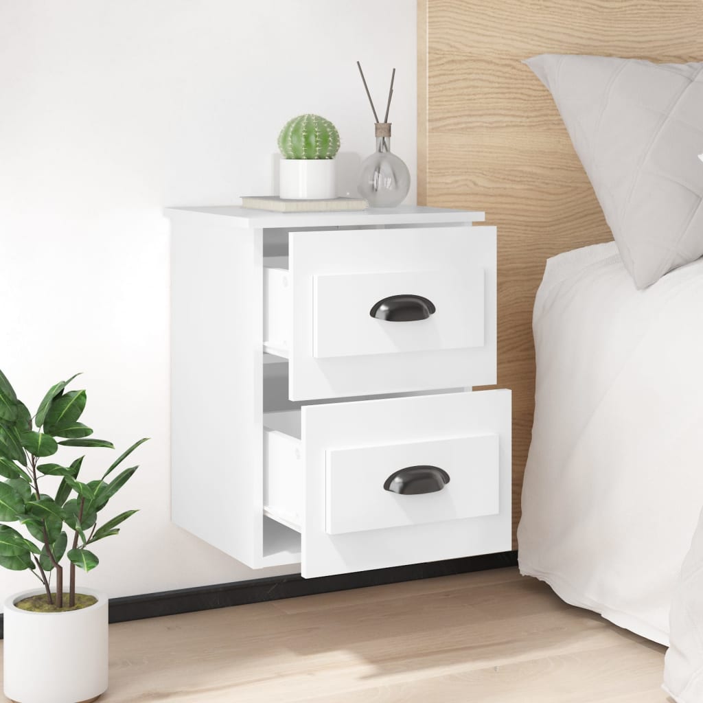 vidaXL Wall-mounted Bedside Cabinets 2 pcs High Gloss White 41.5x36x53cm 4