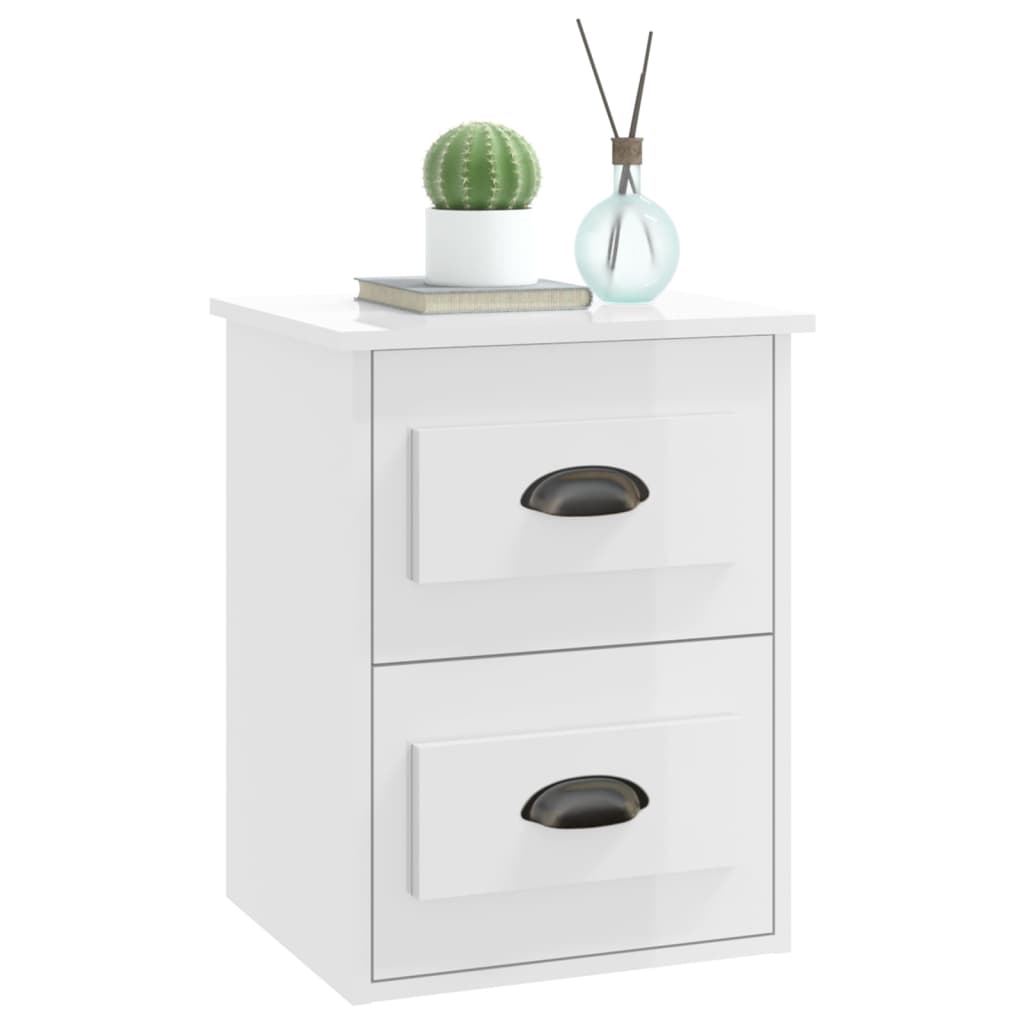 vidaXL Wall-mounted Bedside Cabinets 2 pcs High Gloss White 41.5x36x53cm 5