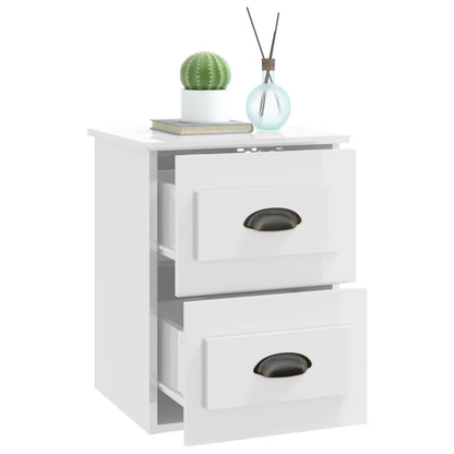 vidaXL Wall-mounted Bedside Cabinets 2 pcs High Gloss White 41.5x36x53cm 6