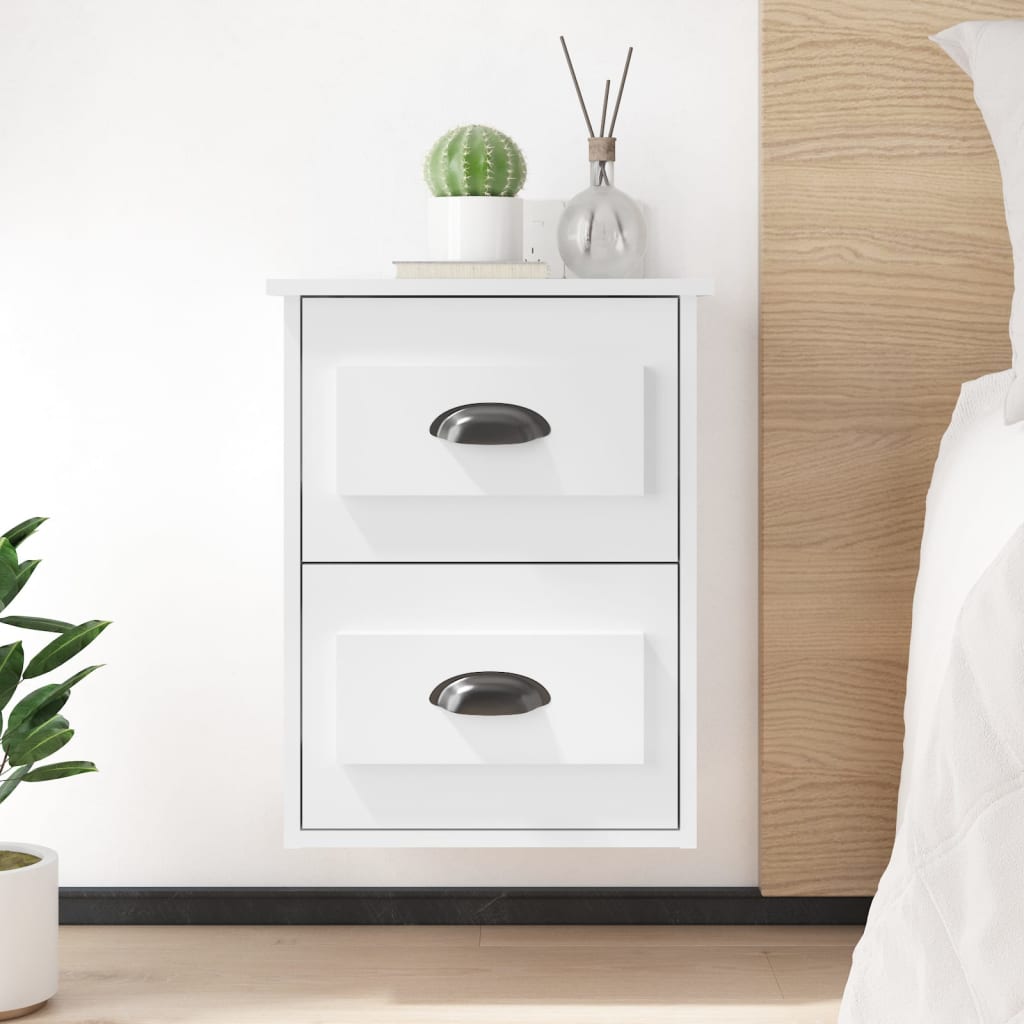 vidaXL Wall-mounted Bedside Cabinets 2 pcs High Gloss White 41.5x36x53cm 1
