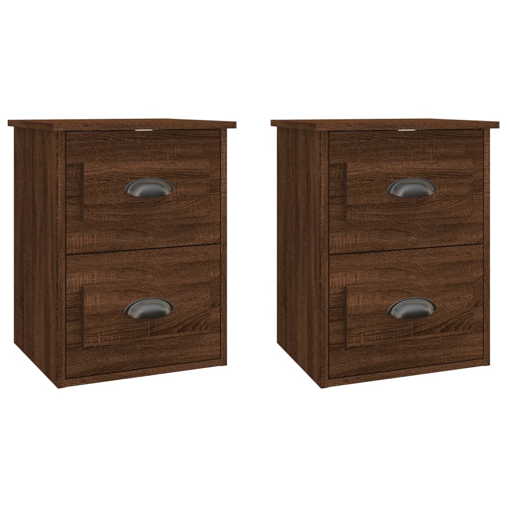 vidaXL Wall-mounted Bedside Cabinets 2 pcs Brown Oak 41.5x36x53cm 2