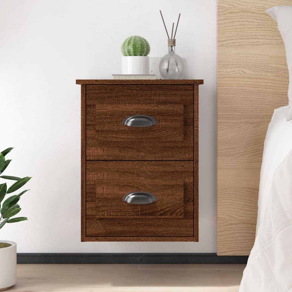 vidaXL Wall-mounted Bedside Cabinets 2 pcs Brown Oak 41.5x36x53cm 1