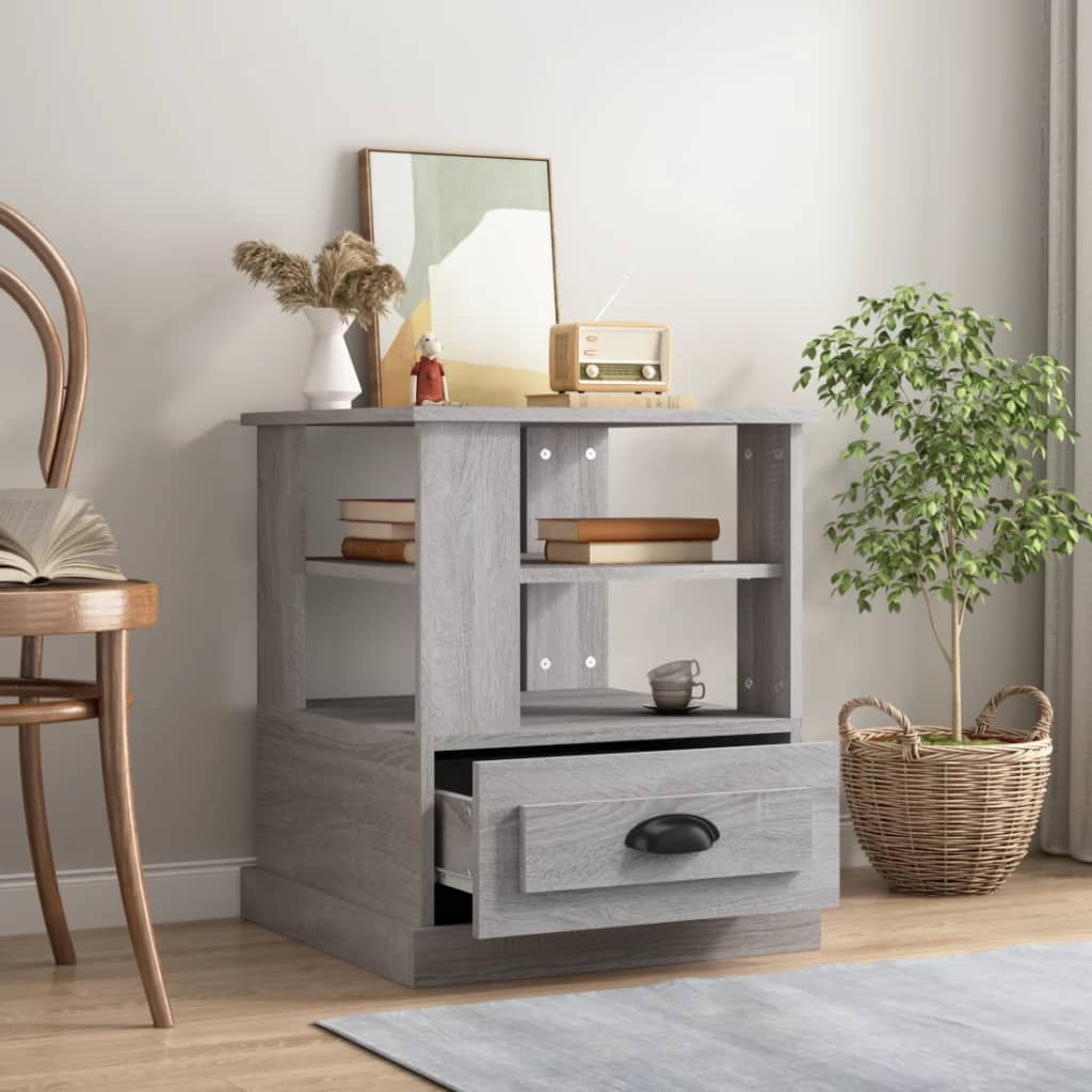 vidaXL Side Table Grey Sonoma 50x50x60 cm Engineered Wood 3