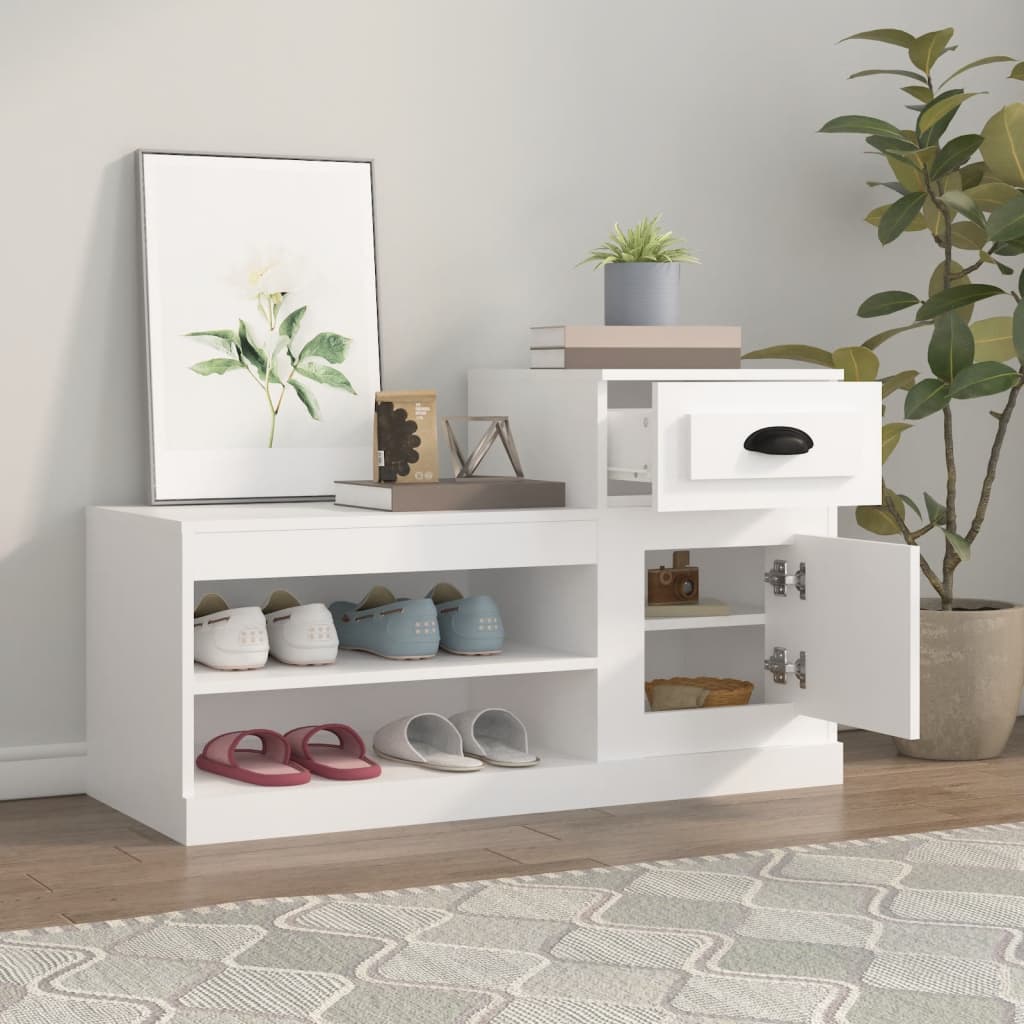 vidaXL Shoe Cabinet White 100x42x60 cm Engineered Wood 3