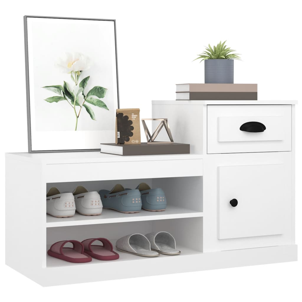 vidaXL Shoe Cabinet White 100x42x60 cm Engineered Wood 4