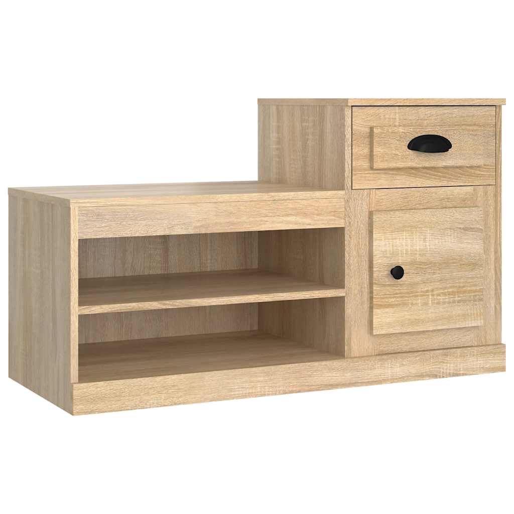 vidaXL Shoe Cabinet Sonoma Oak 100x42x60 cm Engineered Wood 2