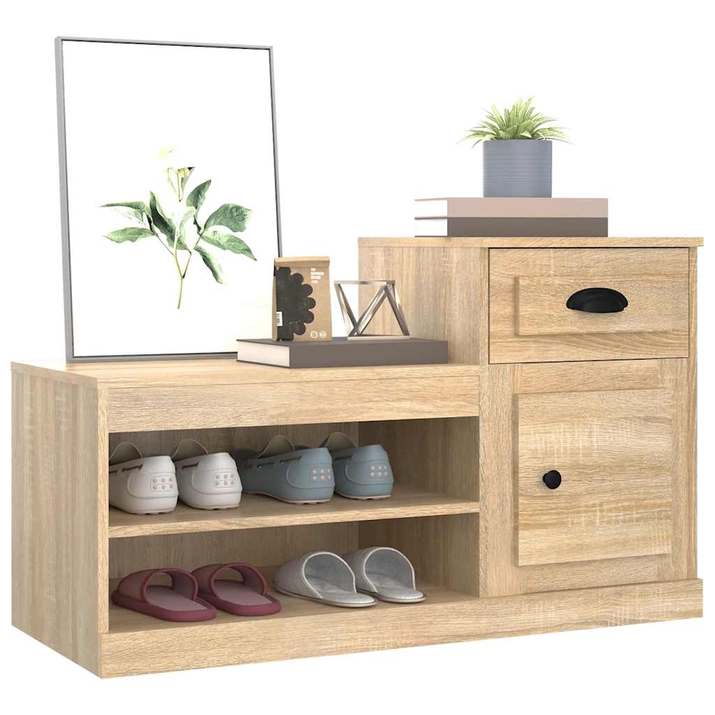 vidaXL Shoe Cabinet Sonoma Oak 100x42x60 cm Engineered Wood 4