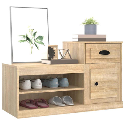 vidaXL Shoe Cabinet Sonoma Oak 100x42x60 cm Engineered Wood 4