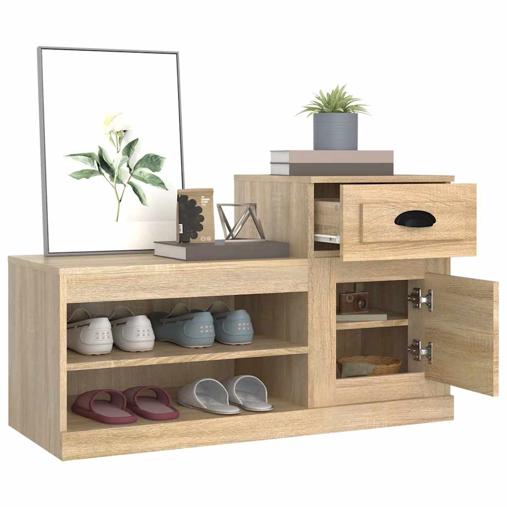 vidaXL Shoe Cabinet Sonoma Oak 100x42x60 cm Engineered Wood 5