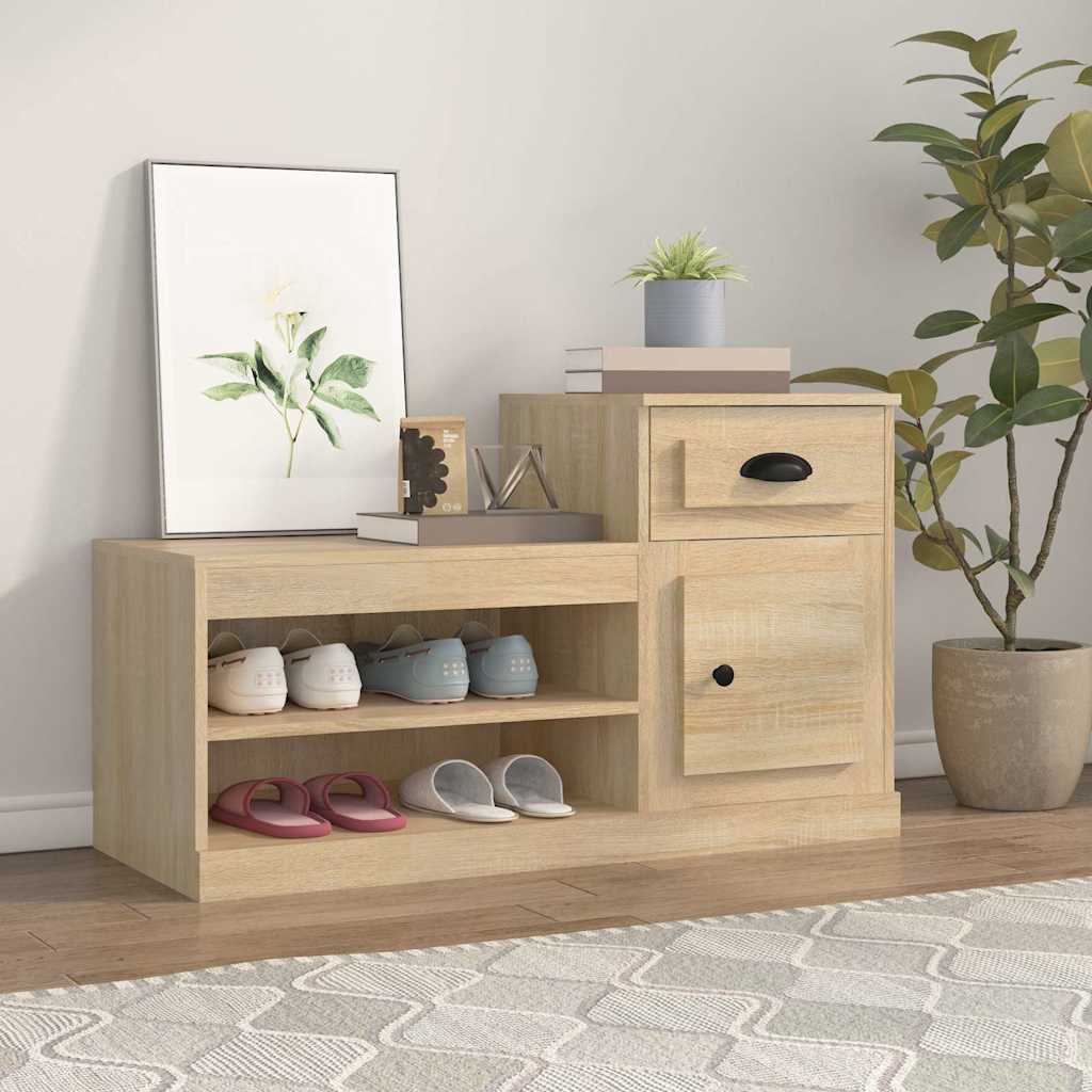 vidaXL Shoe Cabinet Sonoma Oak 100x42x60 cm Engineered Wood 1