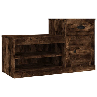 vidaXL Shoe Cabinet Smoked Oak 100x42x60 cm Engineered Wood 2