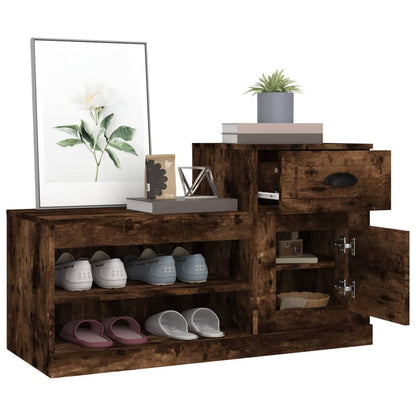 vidaXL Shoe Cabinet Smoked Oak 100x42x60 cm Engineered Wood 5