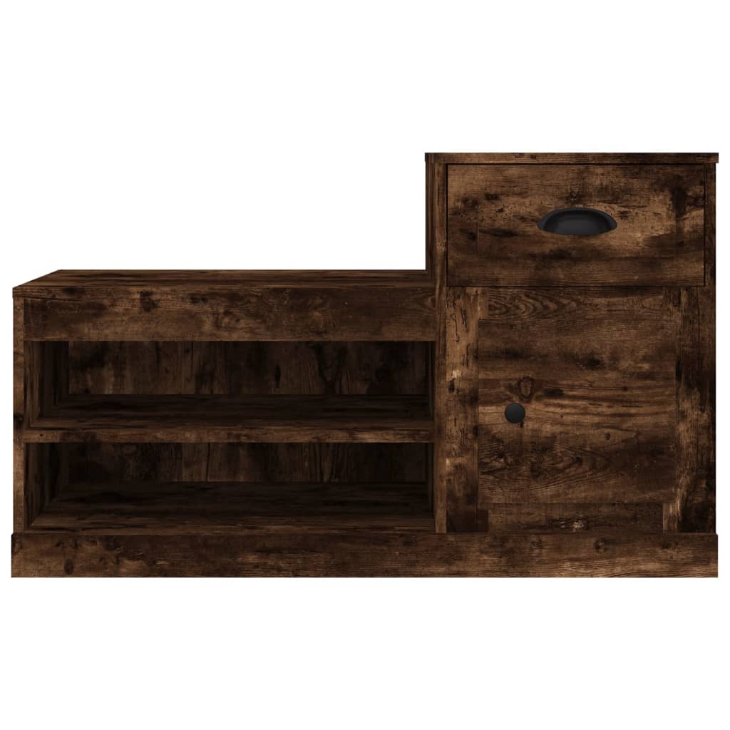 vidaXL Shoe Cabinet Smoked Oak 100x42x60 cm Engineered Wood 6