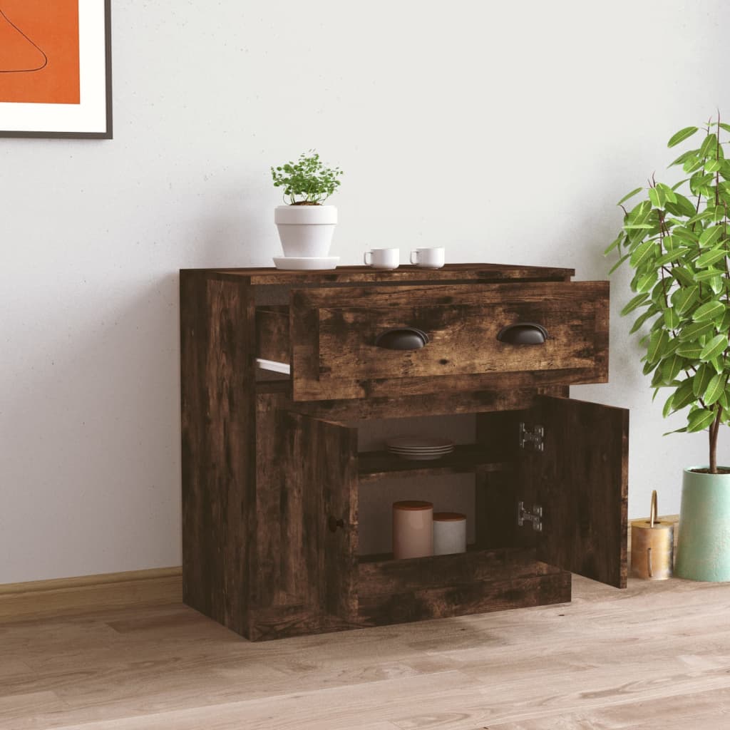 vidaXL Sideboard Smoked Oak 70x35.5x67.5 cm Engineered Wood 3