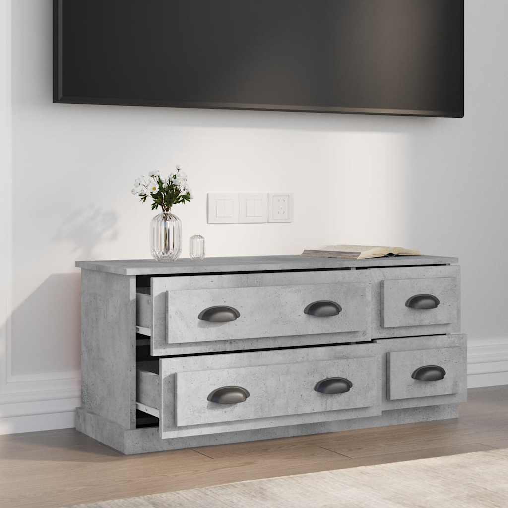 vidaXL TV Cabinet Concrete Grey 100x35.5x45 cm Engineered Wood 3