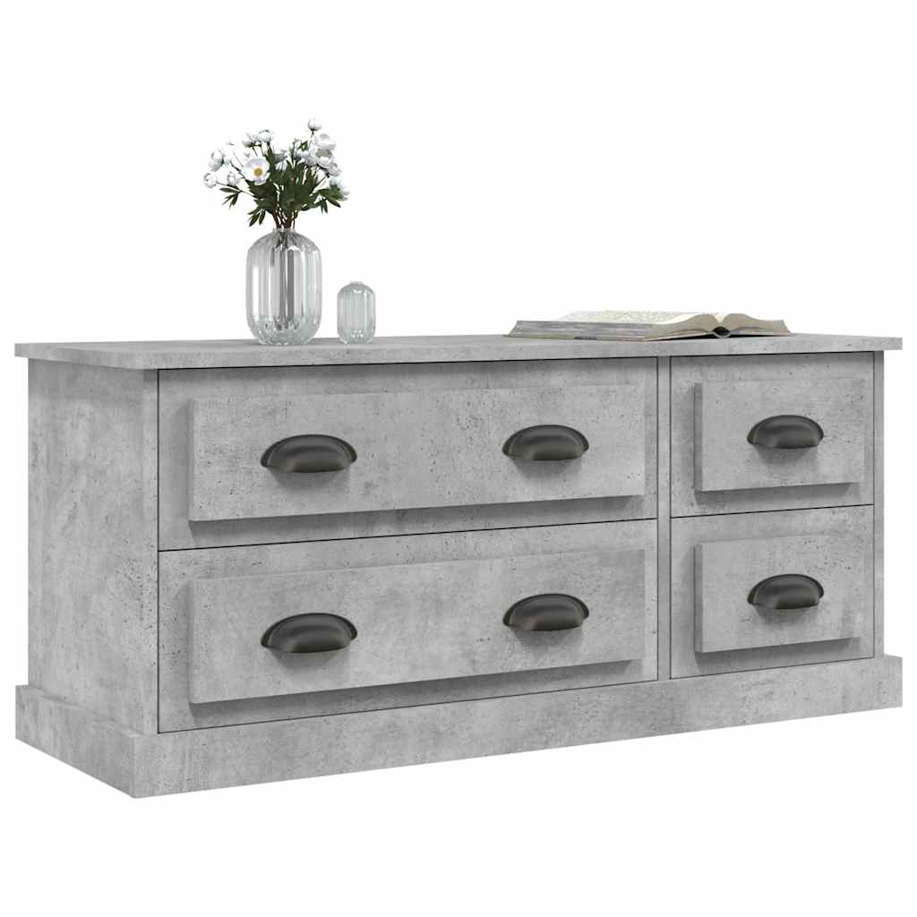 vidaXL TV Cabinet Concrete Grey 100x35.5x45 cm Engineered Wood 4