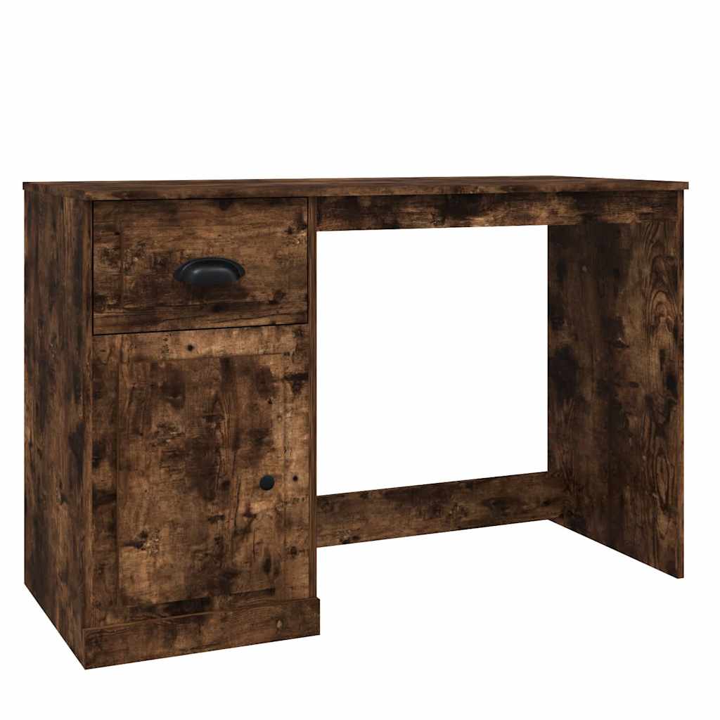 vidaXL Desk with Drawer Smoked Oak 115x50x75 cm Engineered Wood 2