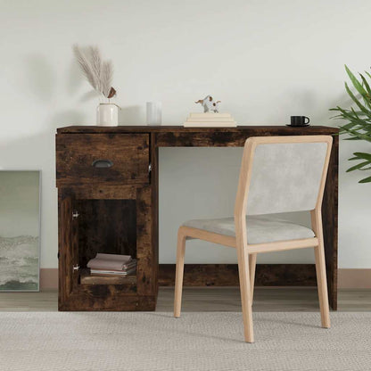 vidaXL Desk with Drawer Smoked Oak 115x50x75 cm Engineered Wood 3