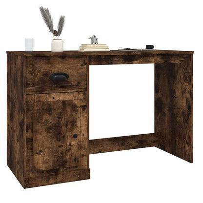 vidaXL Desk with Drawer Smoked Oak 115x50x75 cm Engineered Wood 4