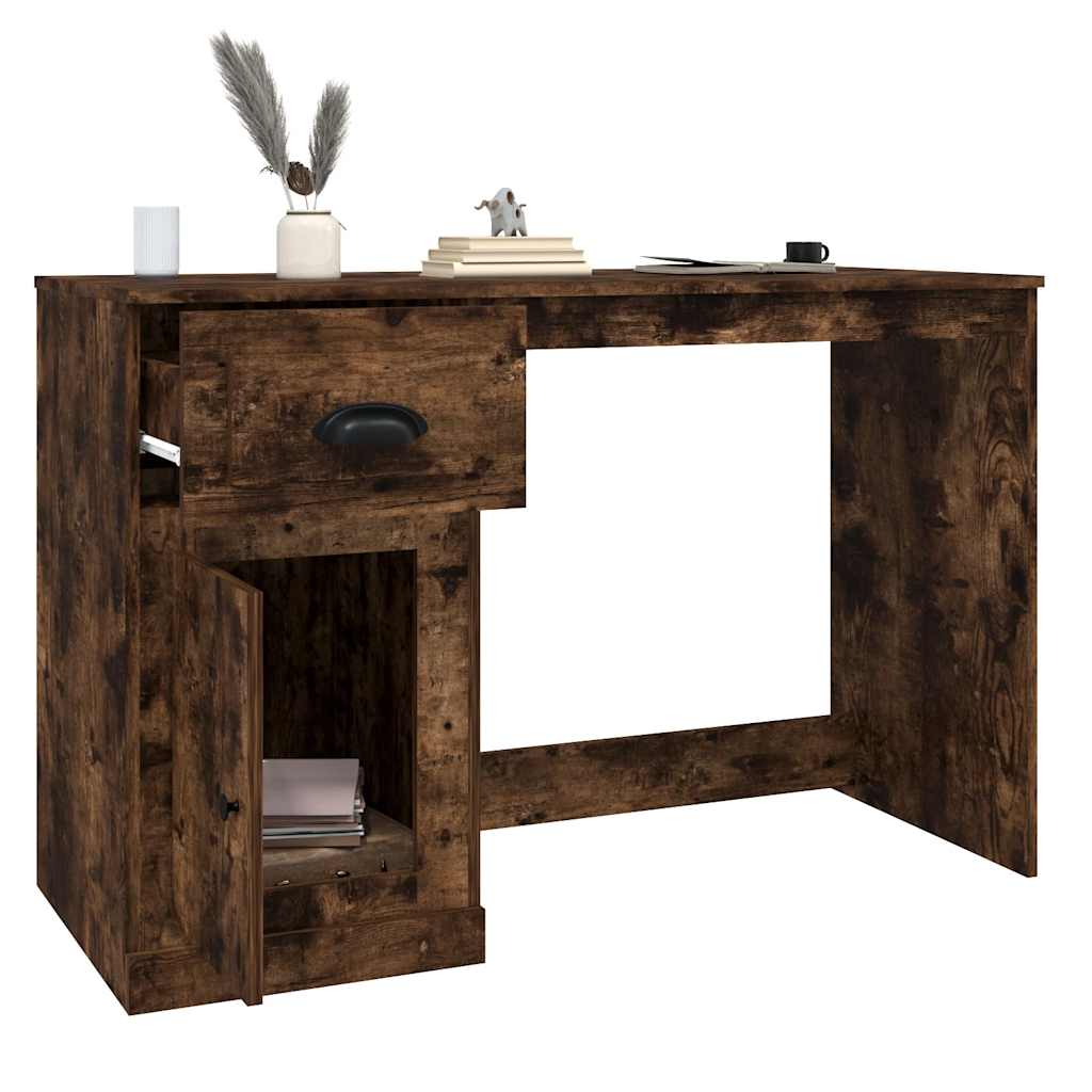 vidaXL Desk with Drawer Smoked Oak 115x50x75 cm Engineered Wood 5