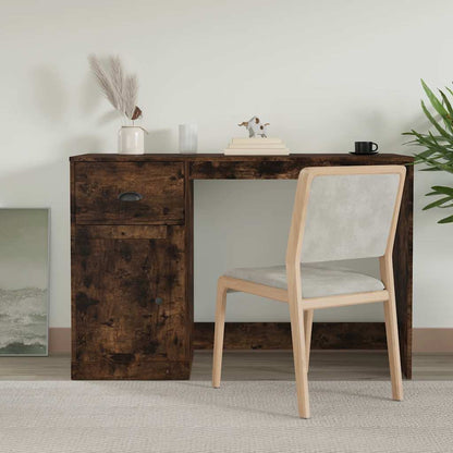 vidaXL Desk with Drawer Smoked Oak 115x50x75 cm Engineered Wood 1