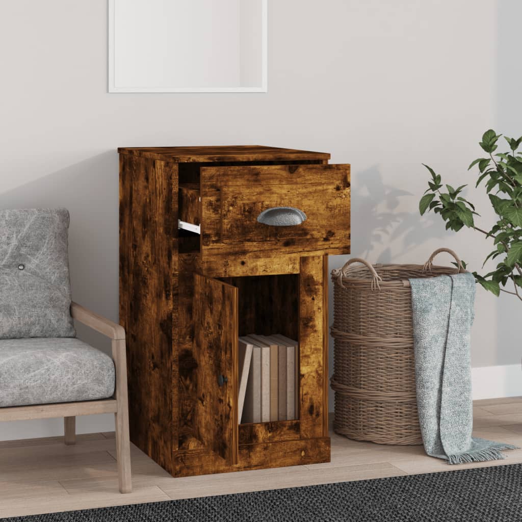 vidaXL Side Cabinet with Drawer Smoked Oak 40x50x75 cm Engineered Wood 3