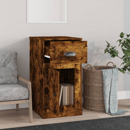 vidaXL Side Cabinet with Drawer Smoked Oak 40x50x75 cm Engineered Wood 3