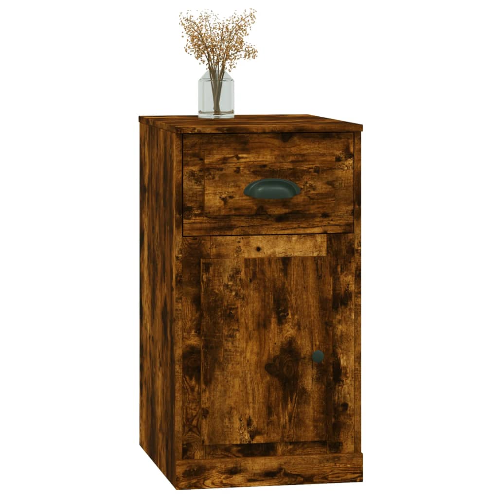 vidaXL Side Cabinet with Drawer Smoked Oak 40x50x75 cm Engineered Wood 4