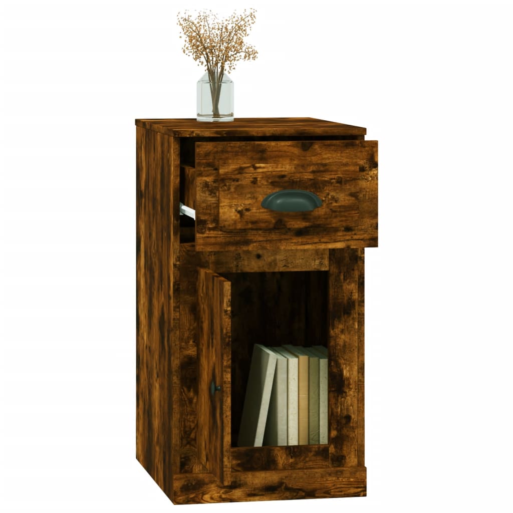 vidaXL Side Cabinet with Drawer Smoked Oak 40x50x75 cm Engineered Wood 5