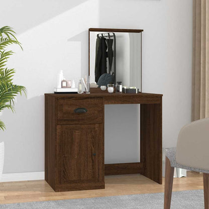 vidaXL Dressing Table with Mirror Brown Oak 90x50x132.5 cm Engineered Wood 1