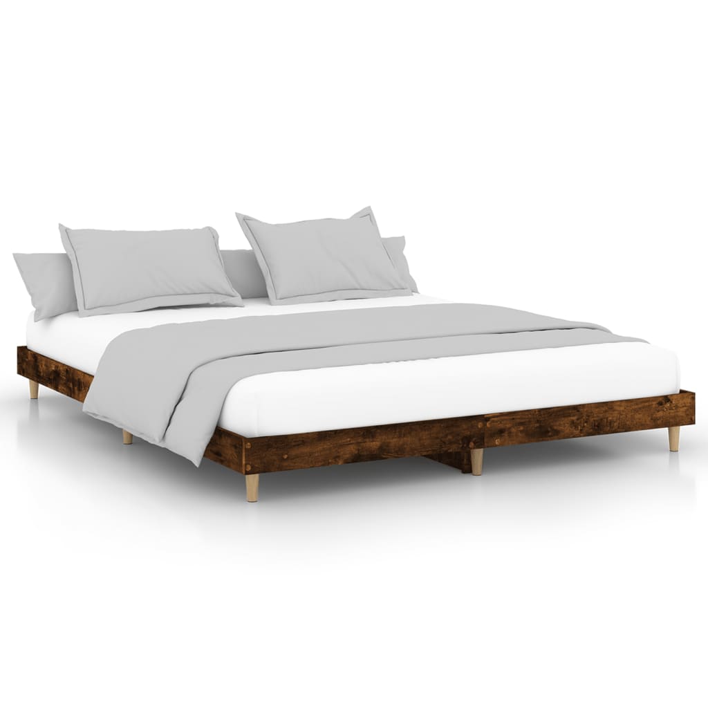 vidaXL Bed Frame without Mattress Smoked Oak 140x200 cm Engineered Wood 2