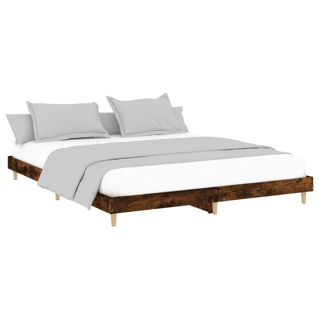 vidaXL Bed Frame without Mattress Smoked Oak 140x200 cm Engineered Wood 3