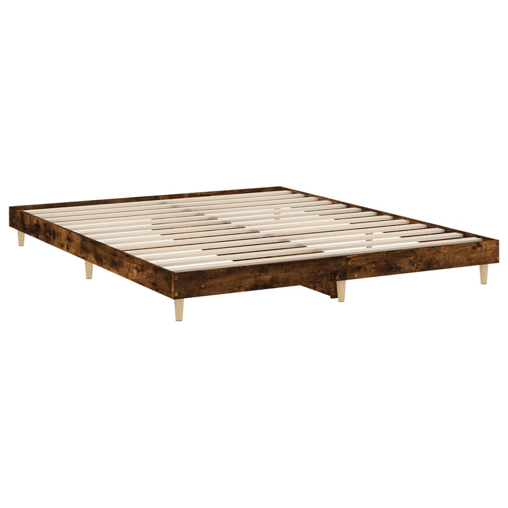 vidaXL Bed Frame without Mattress Smoked Oak 140x200 cm Engineered Wood 5