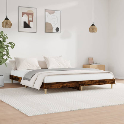vidaXL Bed Frame without Mattress Smoked Oak 140x200 cm Engineered Wood 1