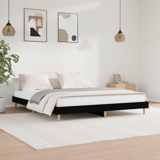Bed Frame without Mattress Engineered Wood Length 200 cm Black 120 cm