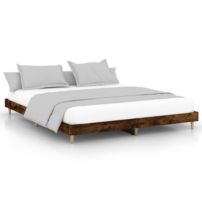 vidaXL Bed Frame without Mattress Smoked Oak 120x200 cm Engineered Wood 2