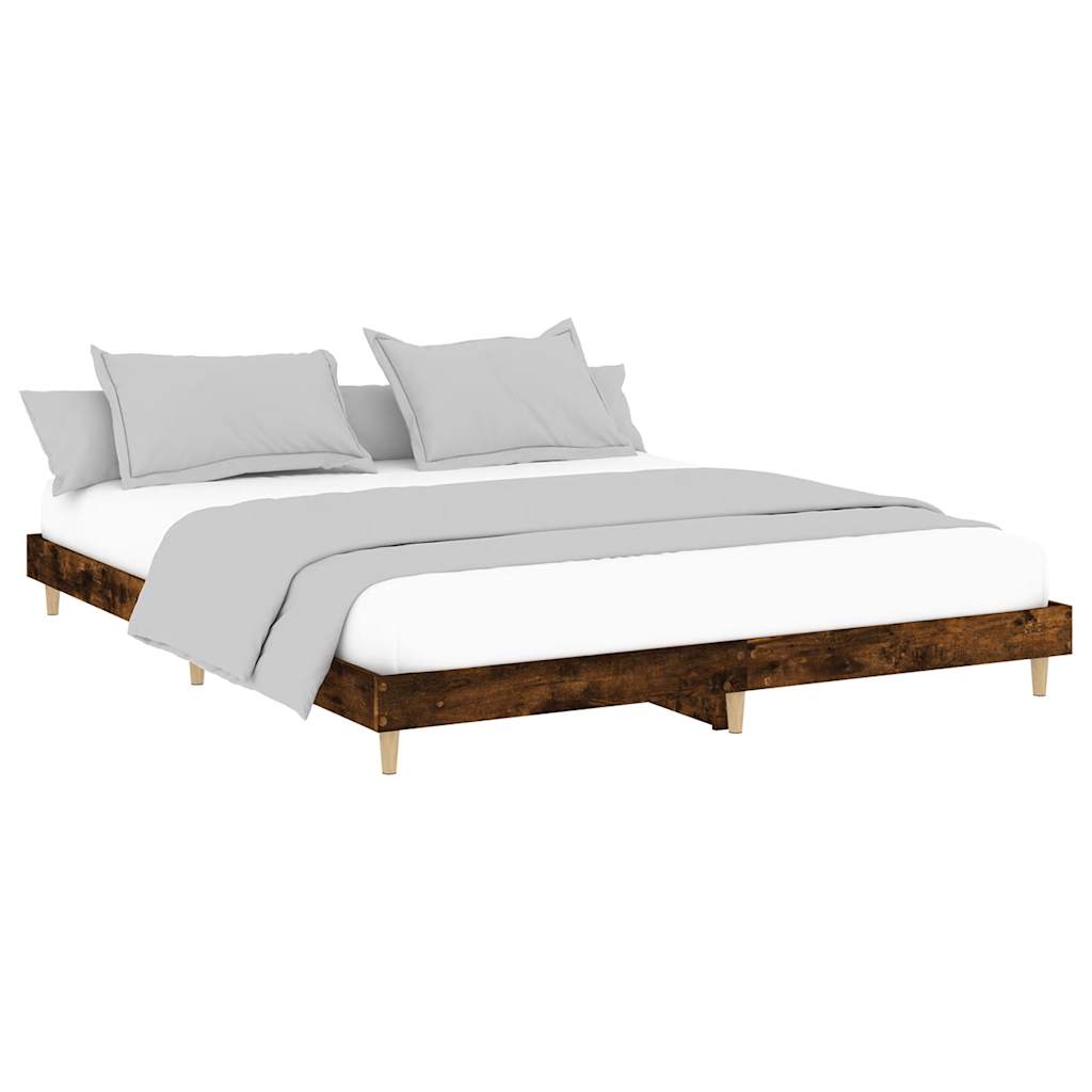 vidaXL Bed Frame without Mattress Smoked Oak 120x200 cm Engineered Wood 3
