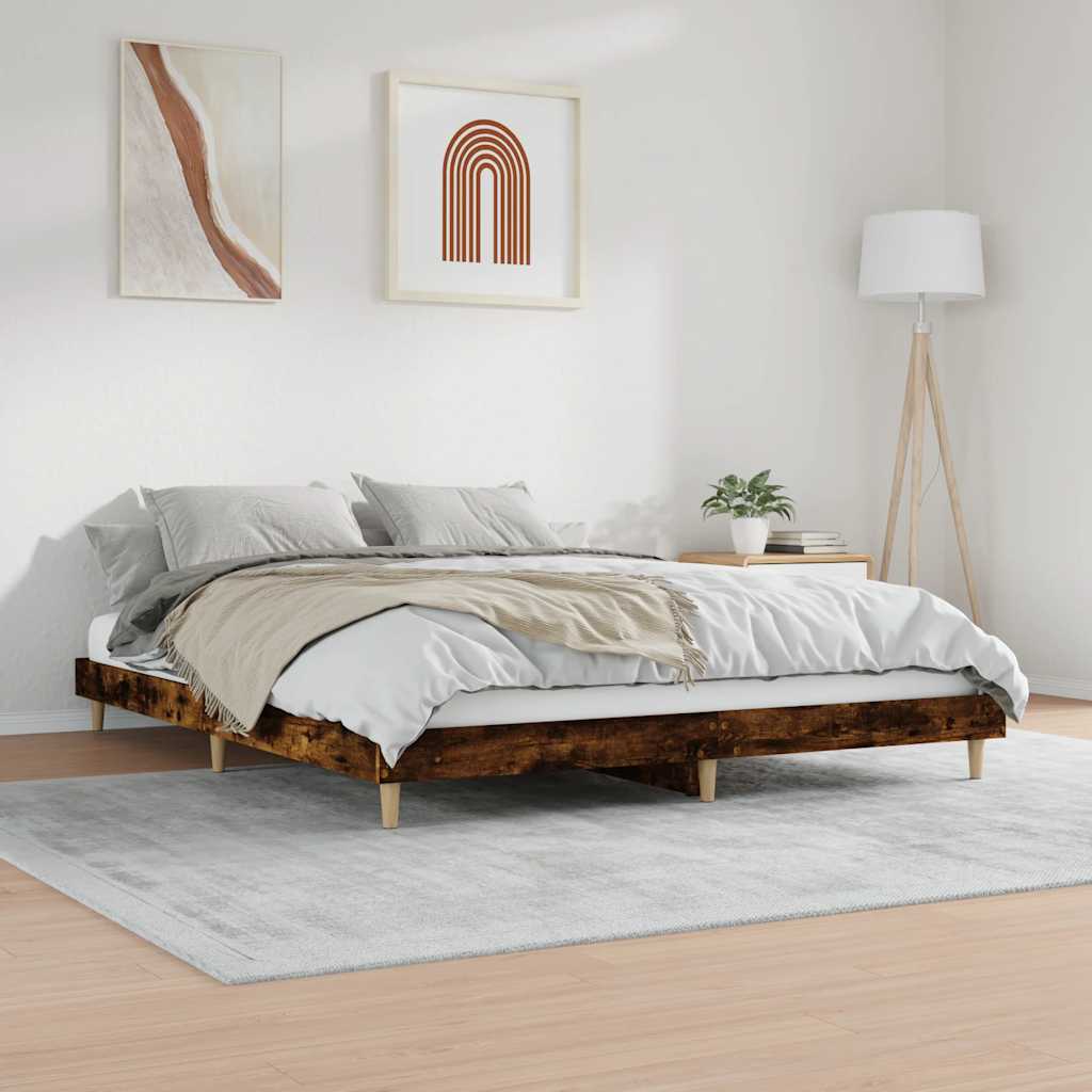 vidaXL Bed Frame without Mattress Smoked Oak 120x200 cm Engineered Wood 4