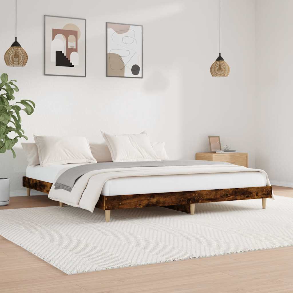 vidaXL Bed Frame without Mattress Smoked Oak 120x200 cm Engineered Wood 1