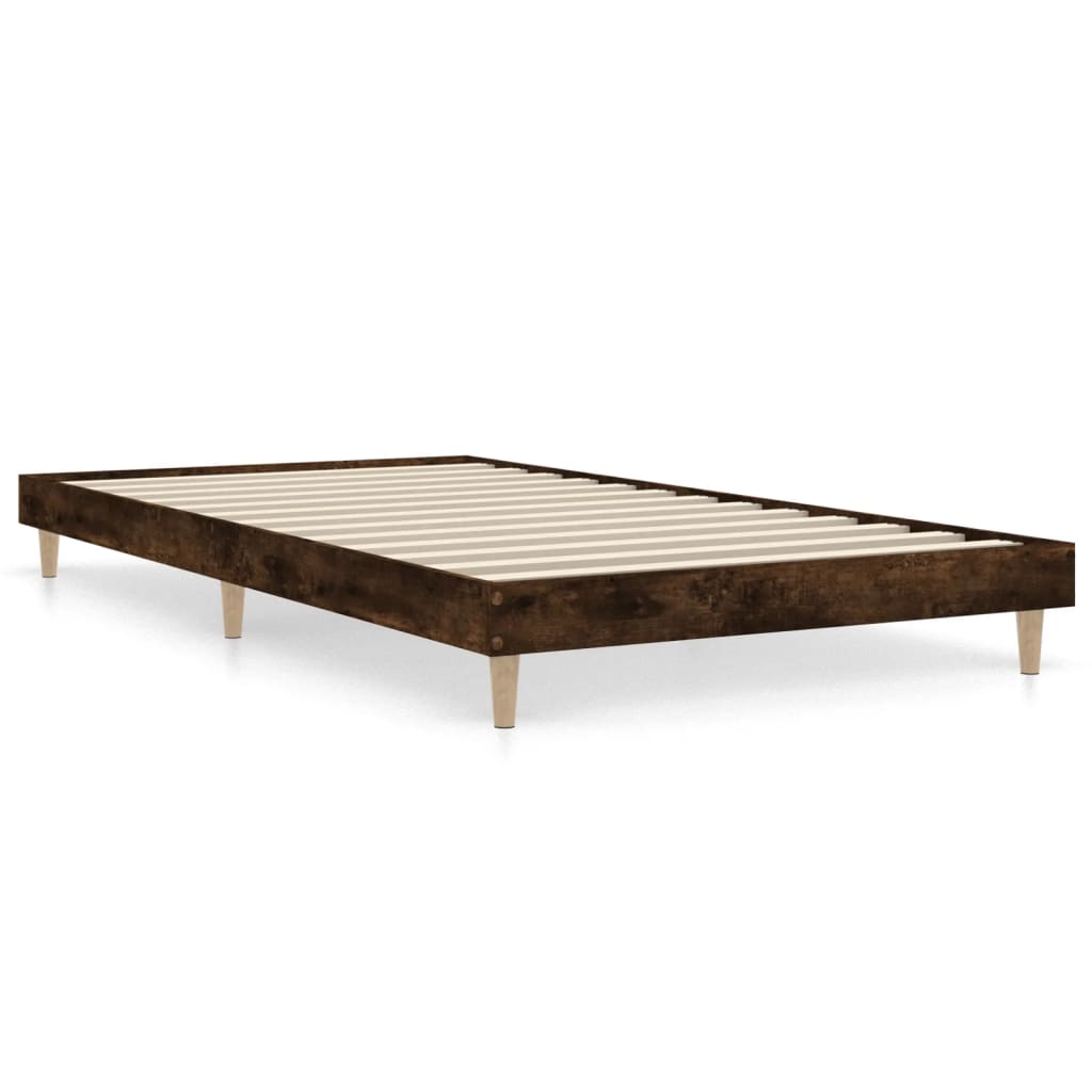 vidaXL Bed Frame without Mattress Smoked Oak 100x200 cm Engineered Wood 2