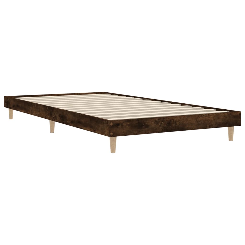 vidaXL Bed Frame without Mattress Smoked Oak 100x200 cm Engineered Wood 3