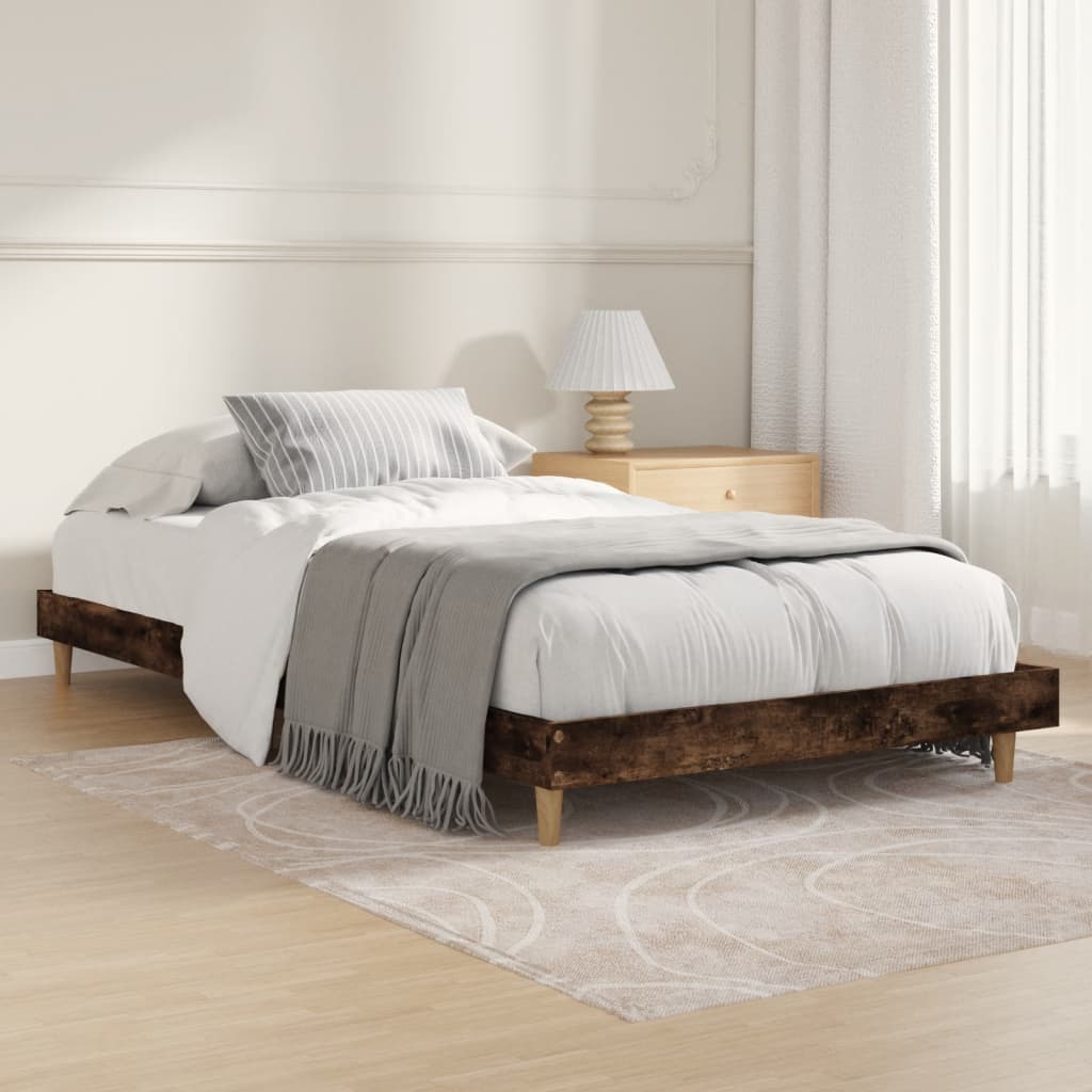 vidaXL Bed Frame without Mattress Smoked Oak 100x200 cm Engineered Wood 1