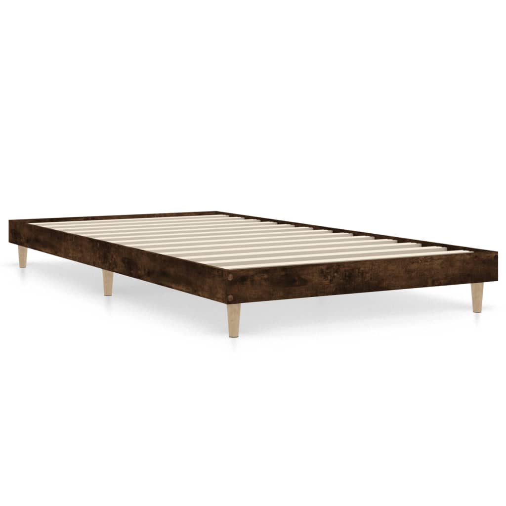 vidaXL Bed Frame without Mattress Smoked Oak 90x200 cm Engineered Wood 2