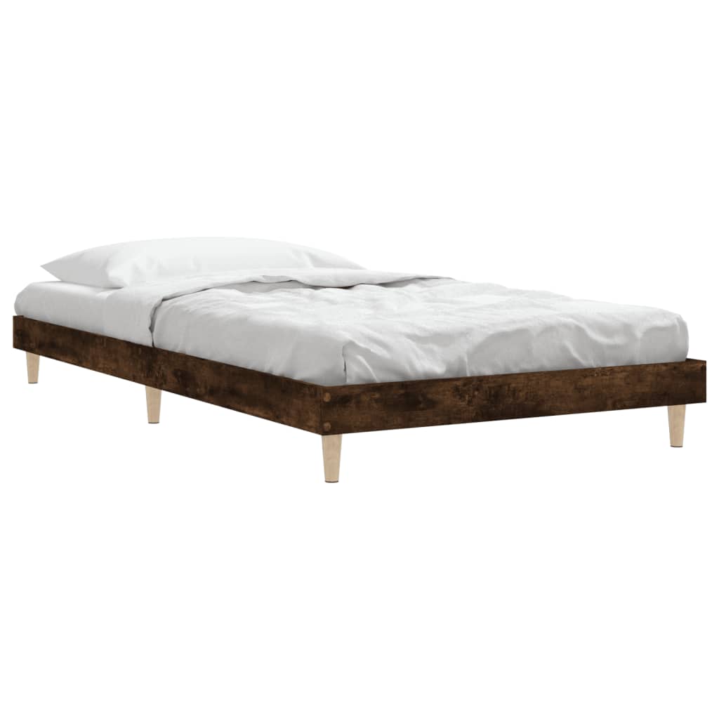 vidaXL Bed Frame without Mattress Smoked Oak 90x200 cm Engineered Wood 5