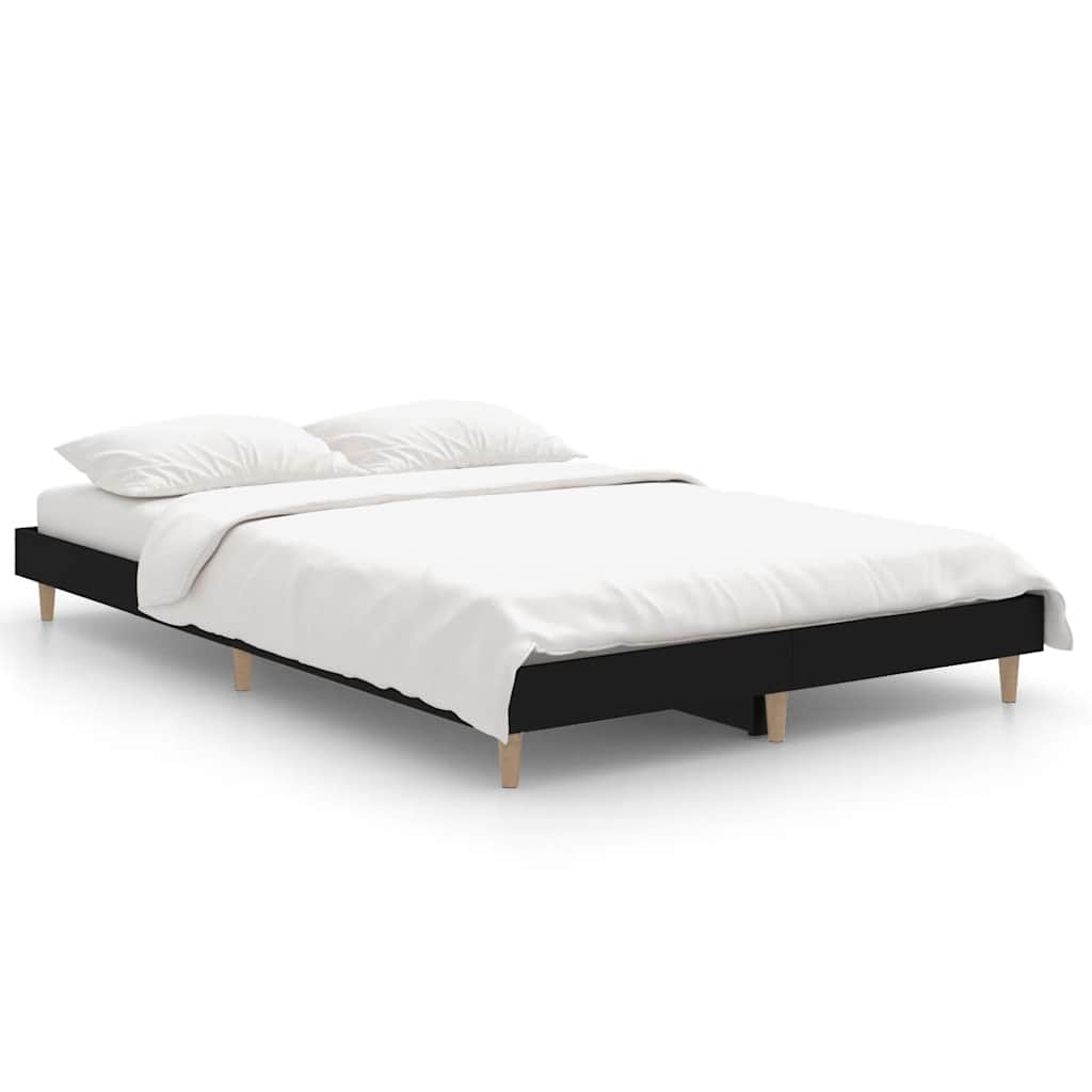Bed Frame without Mattress Engineered Wood Length 190 cm Black 120 cm