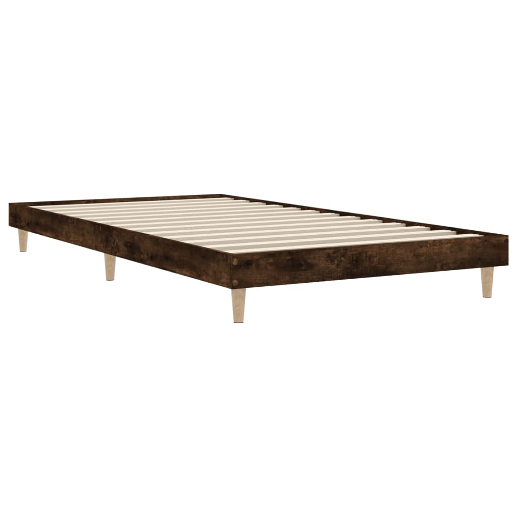 vidaXL Bed Frame without Mattress Smoked Oak 90x190 cm Single Engineered Wood 3