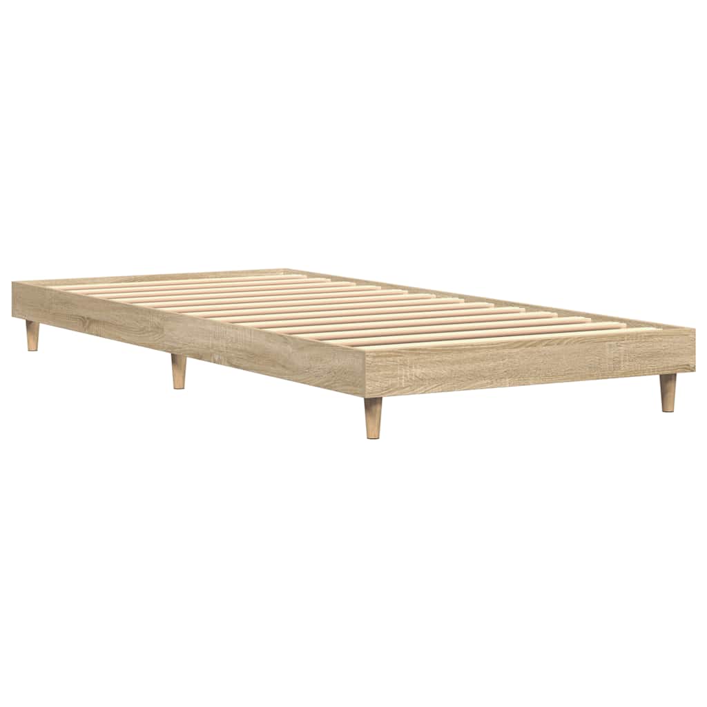 vidaXL Bed Frame without Mattress Sonoma Oak 75x190 cm Small Single Engineered Wood 2