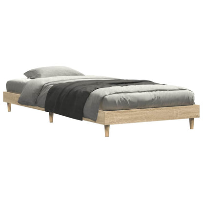 vidaXL Bed Frame without Mattress Sonoma Oak 75x190 cm Small Single Engineered Wood 3